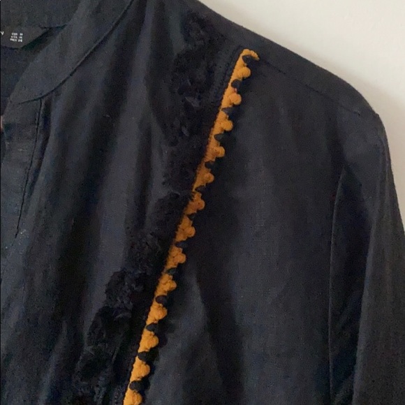 Zara Black Linen Bohemian Tunic Dress - Picture 2 of 5